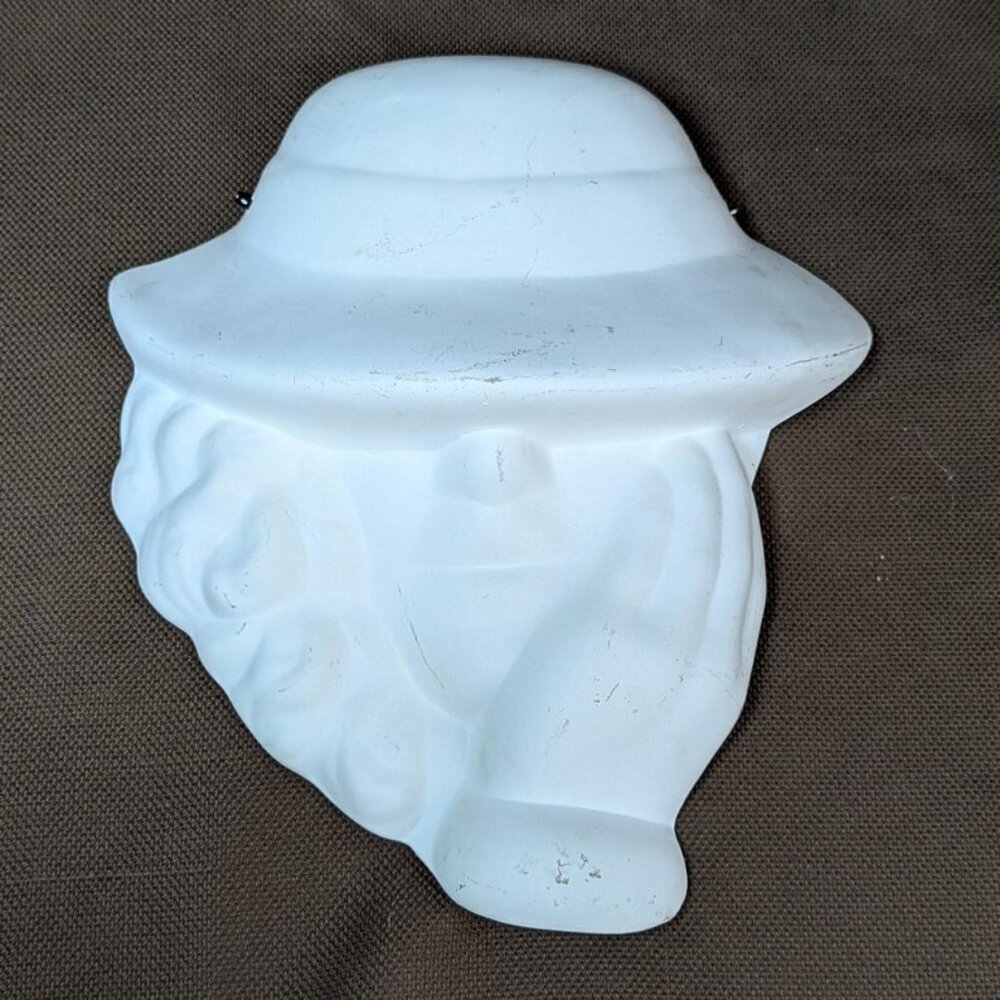 80's Style Woman With Hat Face Mask Ceramic Bisque Paintable Wall Art